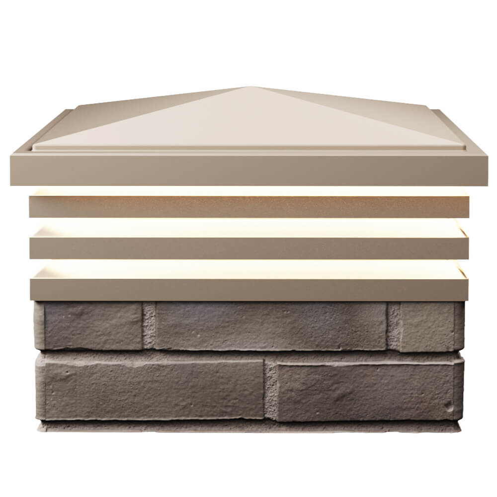 Колпак Zking Бона ХайТек Бежевый на столб 1.5х1.5 кирпича (385х385мм) с подсветкой в Валдае фото