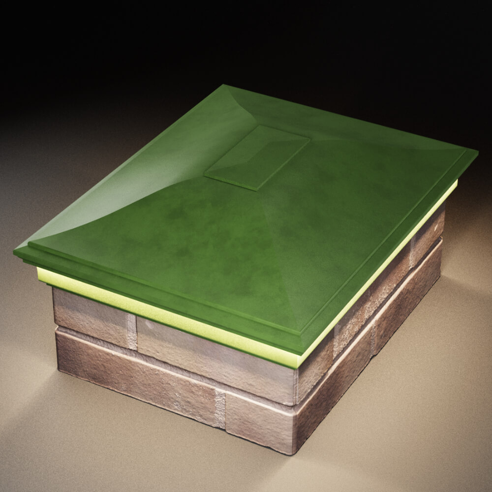 Колпак Zking Монблан Зеленый на столб 2х1.5 кирпича (515х385мм) c подсветкой в Валдае фото