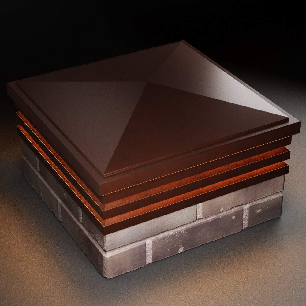 Колпак Zking Бона ХайТек Коричневый на столб 2х2 кирпича (513х513мм) с подсветкой в Валдае фото