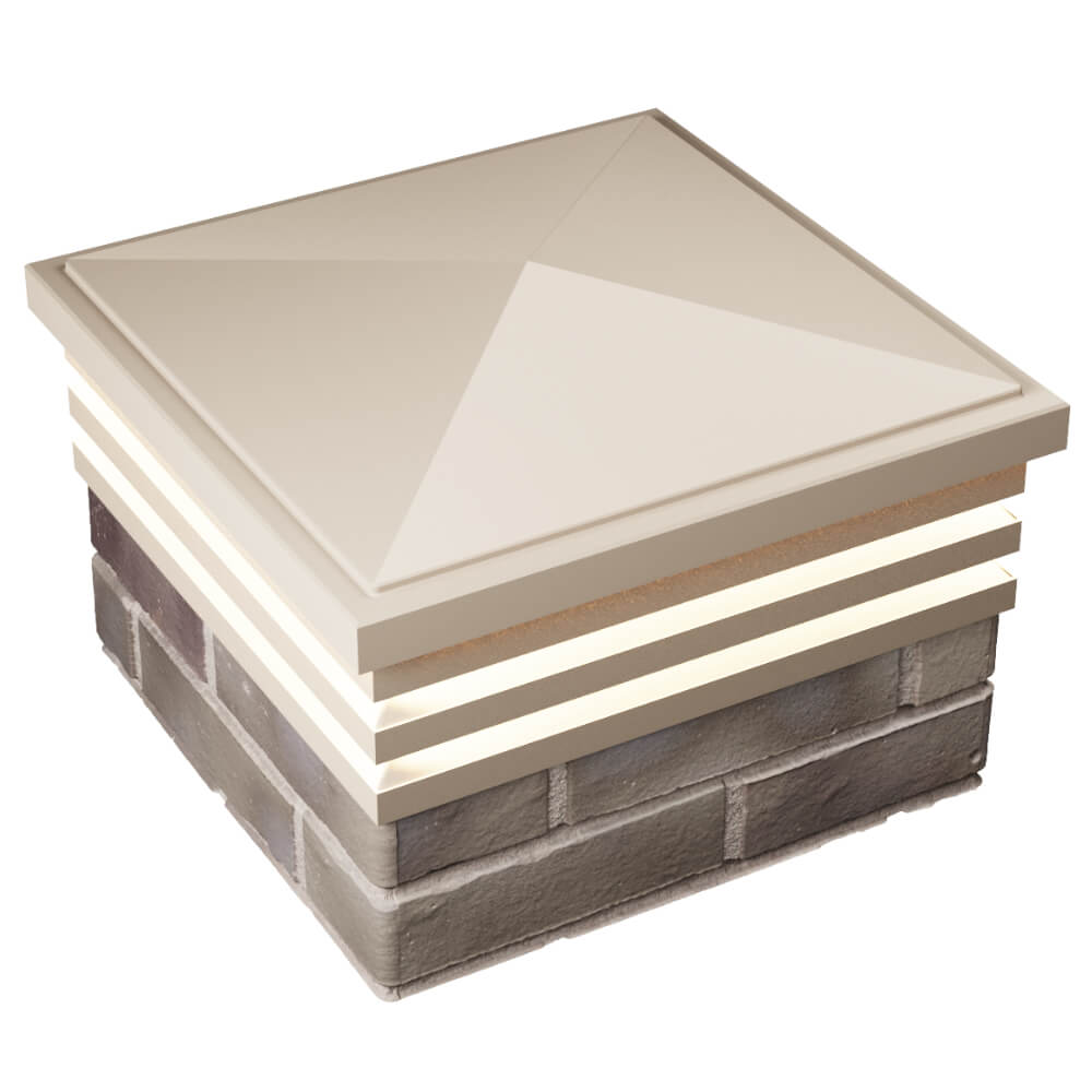 Колпак Zking Бона ХайТек Бежевый на столб 1.5х1.5 кирпича (385х385мм) с подсветкой в Валдае фото