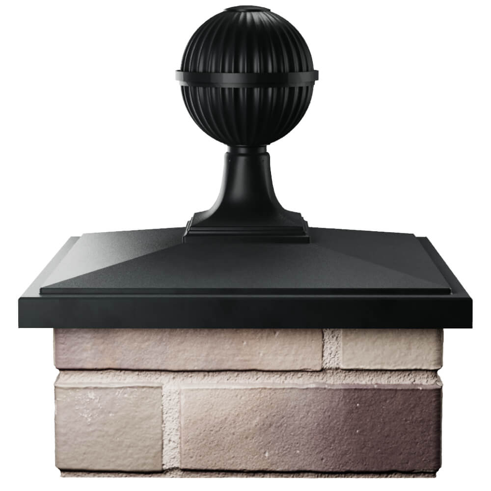 Колпак Zking БонаМоно Черный с шаром на столб 1.5х1.5 кирпича (385х385, 400х400мм) в сборе Валдай фото