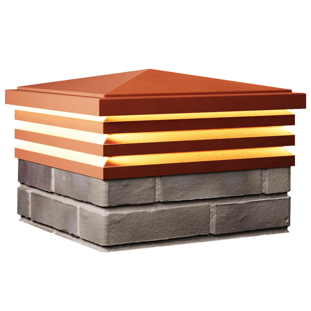 Колпак Zking Бона ХайТек Красный на столб 1.5х1.5 кирпича (385х385мм) с подсветкой в Валдае фото