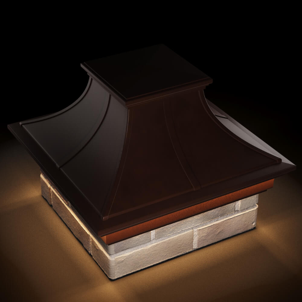 Колпак Zking Монблан Премиум Коричневый на столб 1.5х1.5 кирпича (385х385мм) с подсветкой в Валдае фото