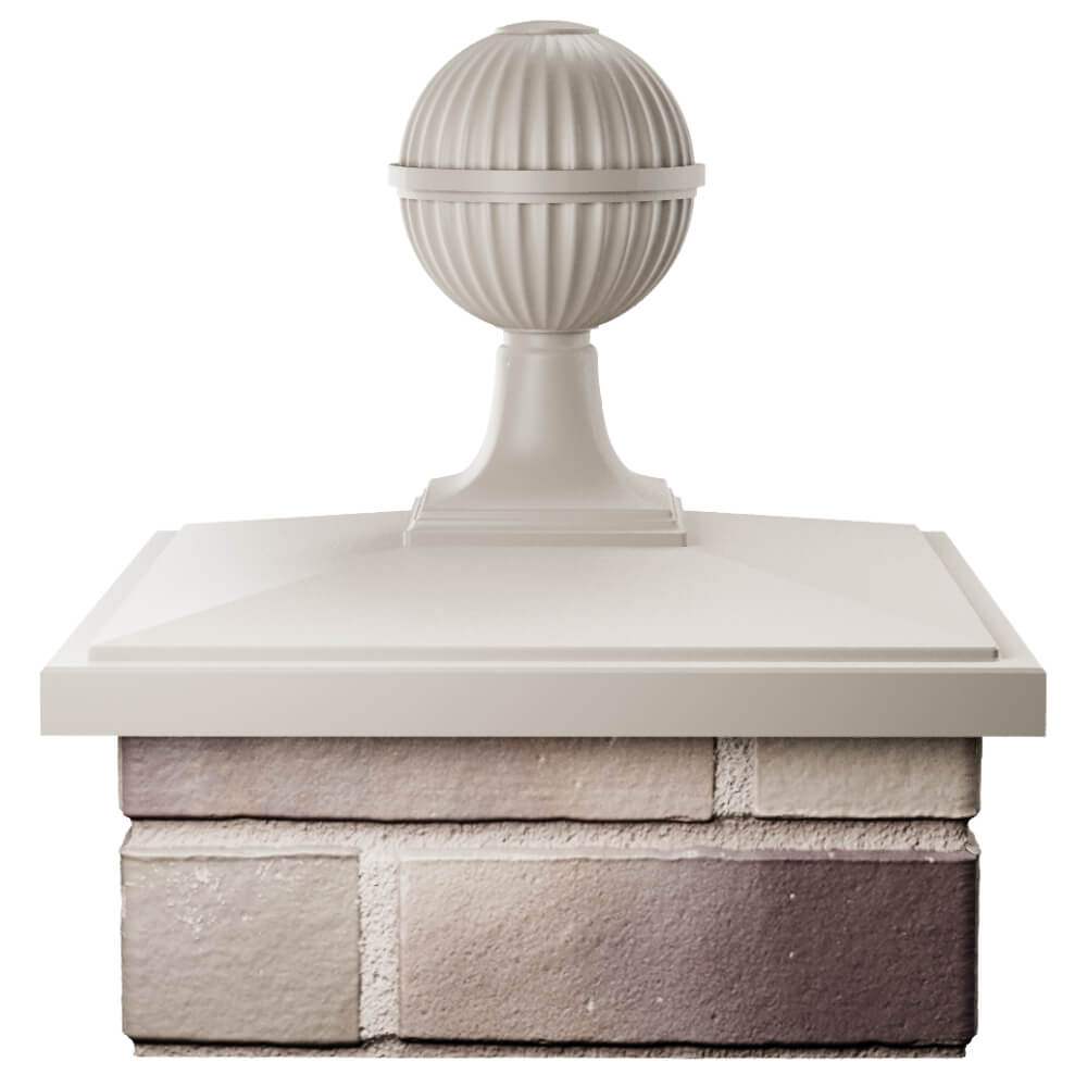 Колпак Zking БонаМоно Бежевый с шаром на столб 1.5х1.5 кирпича (385х385, 400х400мм) в сборе Валдай фото