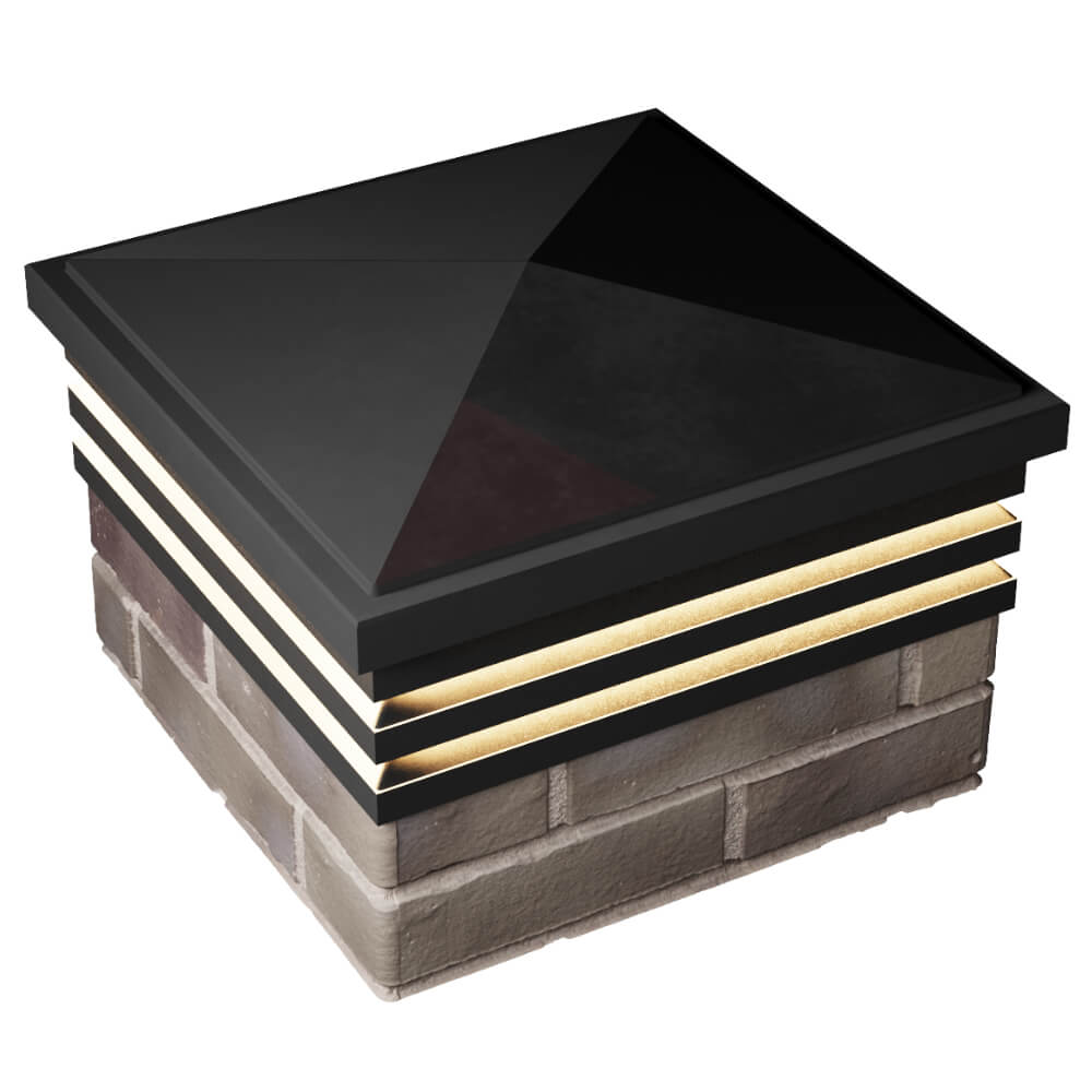 Колпак Zking Бона ХайТек Черный на столб 1.5х1.5 кирпича (385х385мм) с подсветкой в Валдае фото