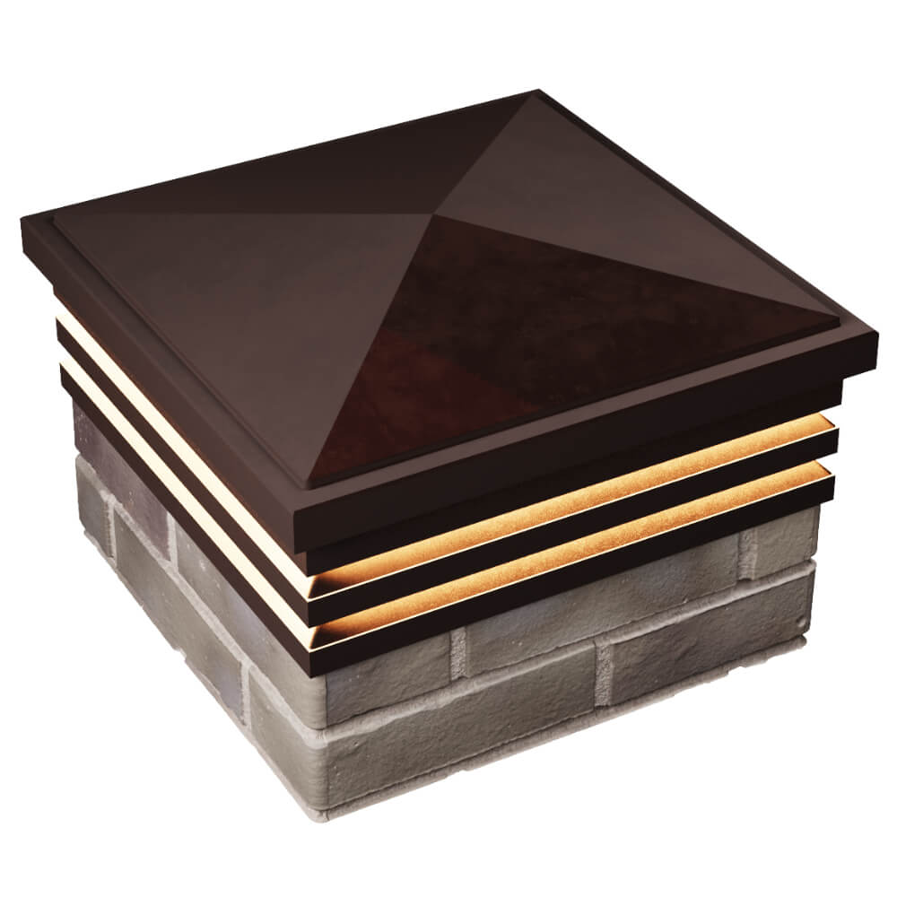 Колпак Zking Бона ХайТек Коричневый на столб 1.5х1.5 кирпича (385х385мм) с подсветкой в Валдае фото