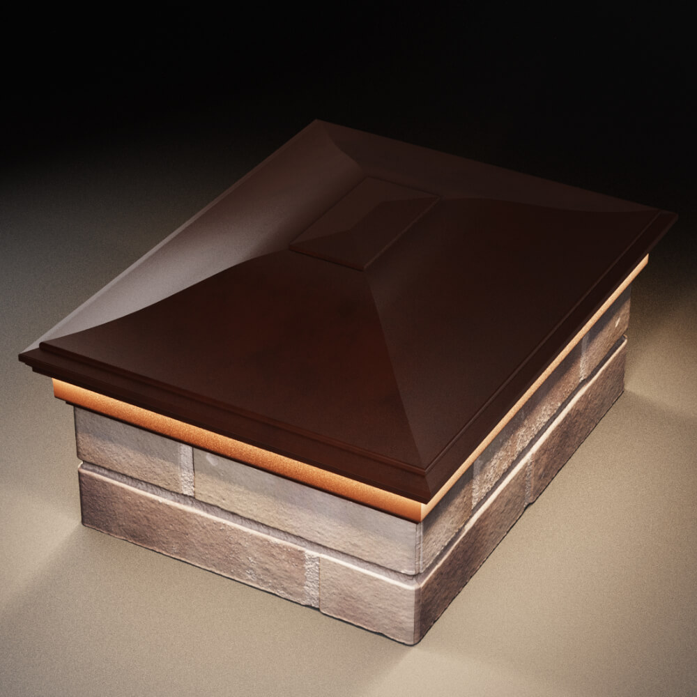 Колпак Zking Монблан Коричневый на столб 2х1.5 кирпича (515х385мм) c подсветкой в Валдае фото