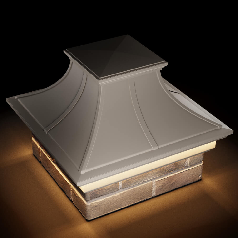 Колпак Zking Монблан Премиум Бежевый на столб 1.5х1.5 кирпича (385х385мм) с подсветкой в Валдае фото