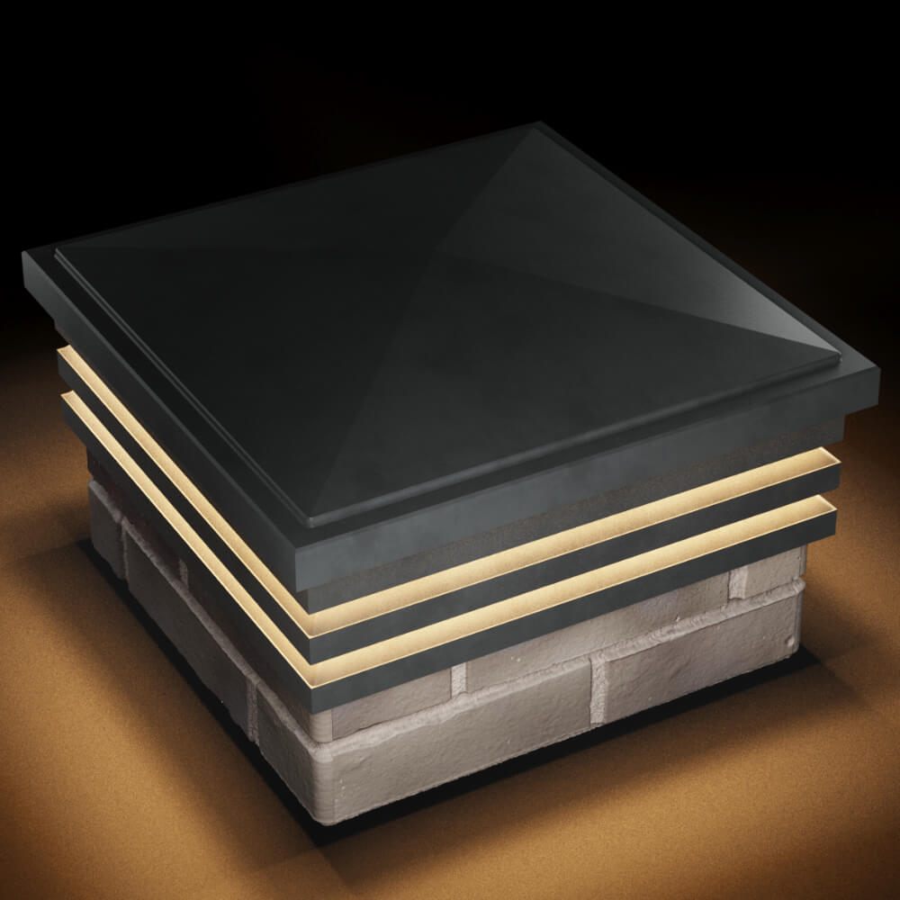 Колпак Zking Бона ХайТек Серый на столб 1.5х1.5 кирпича (385х385мм) с подсветкой в Валдае фото