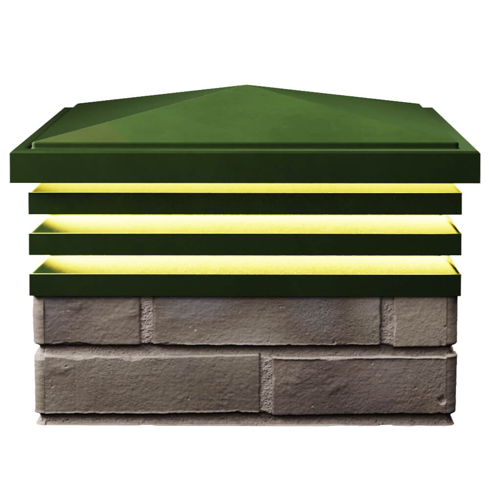Колпак Zking Бона ХайТек Зеленый на столб 1.5х1.5 кирпича (385х385мм) с подсветкой в Валдае фото
