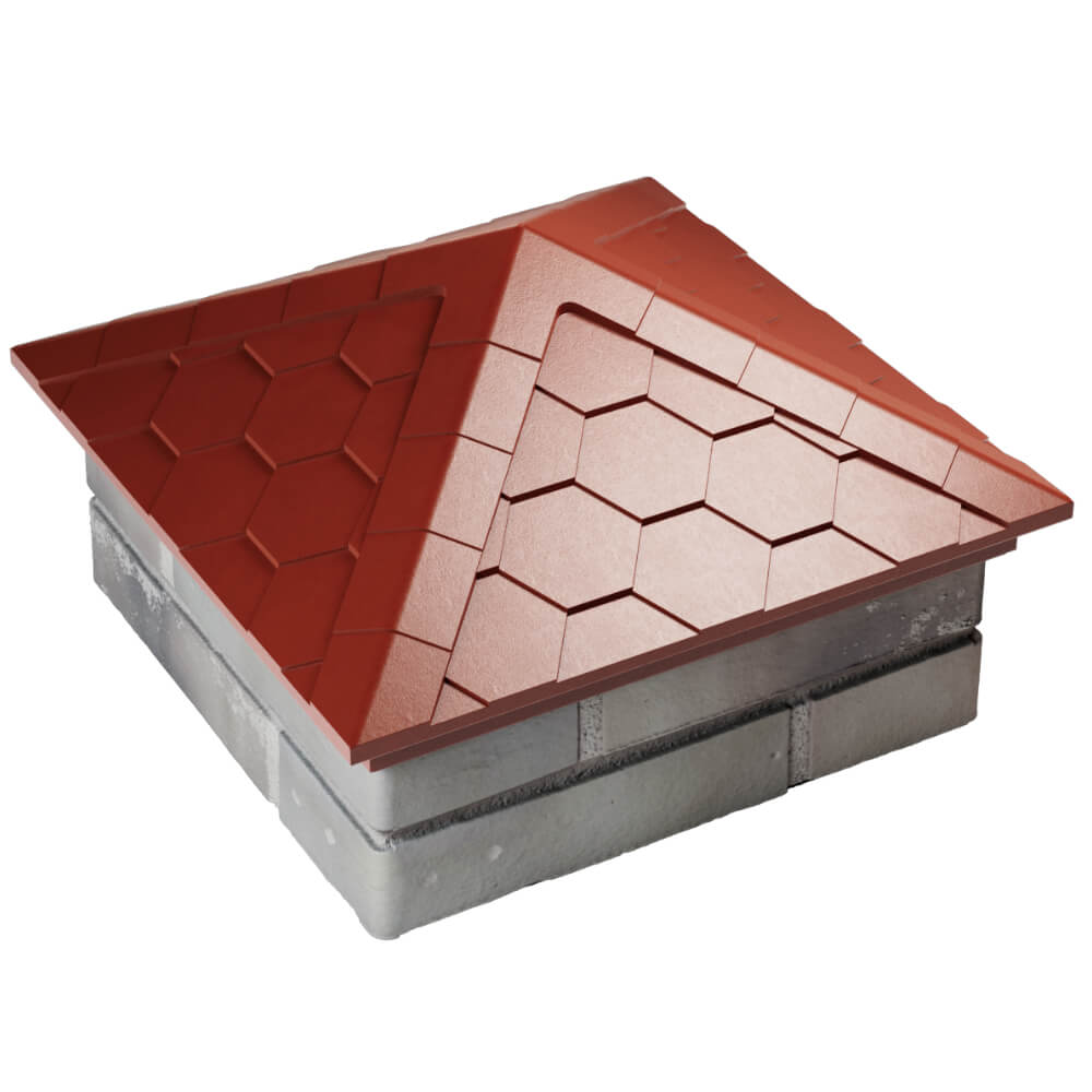 Колпак Zking Эверест Красный на столб 1.5х1.5 кирпича (390х390мм) в Валдае фото