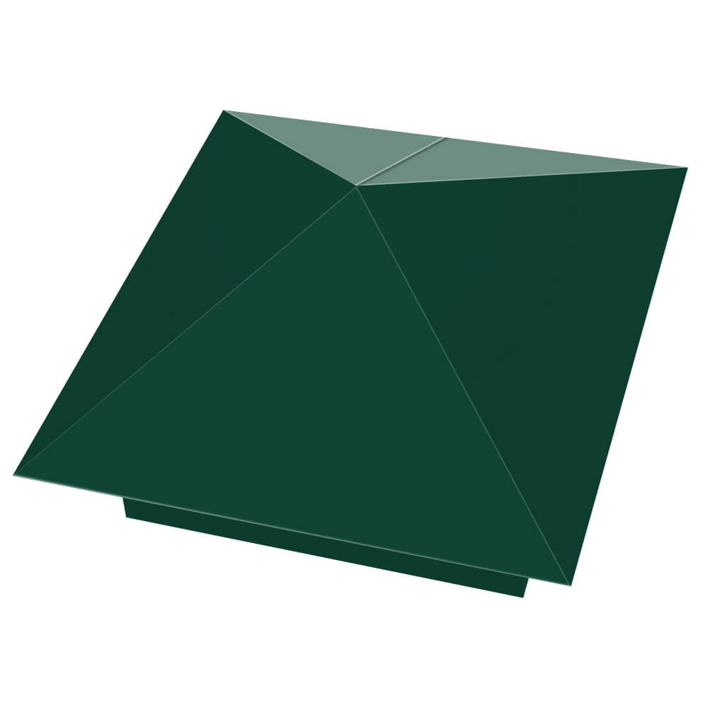 Колпак металлический 390х390мм RAL6005 Зеленый Мох заборный Валдай фото