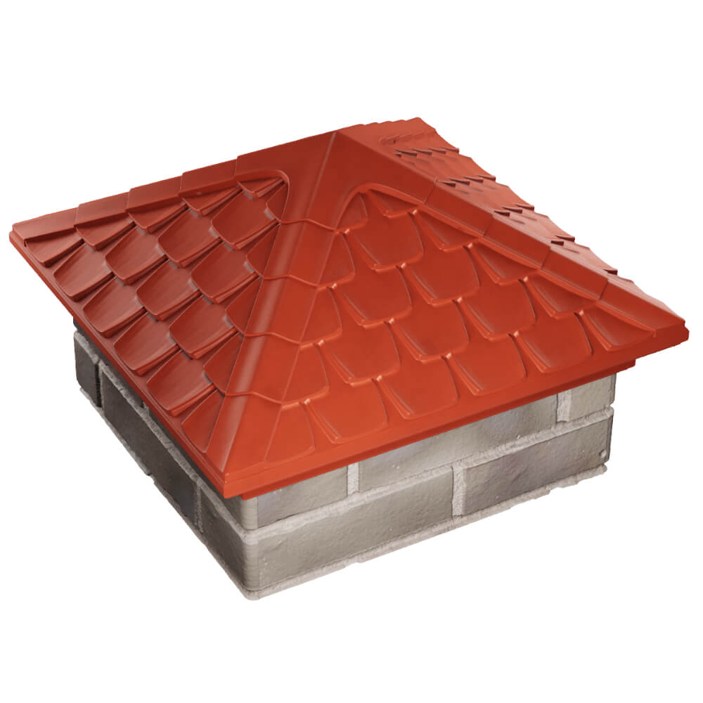 Колпак Zking Эльбрус Красный на столб 1.5х1.5 кирпича (385х385мм) в Валдае фото