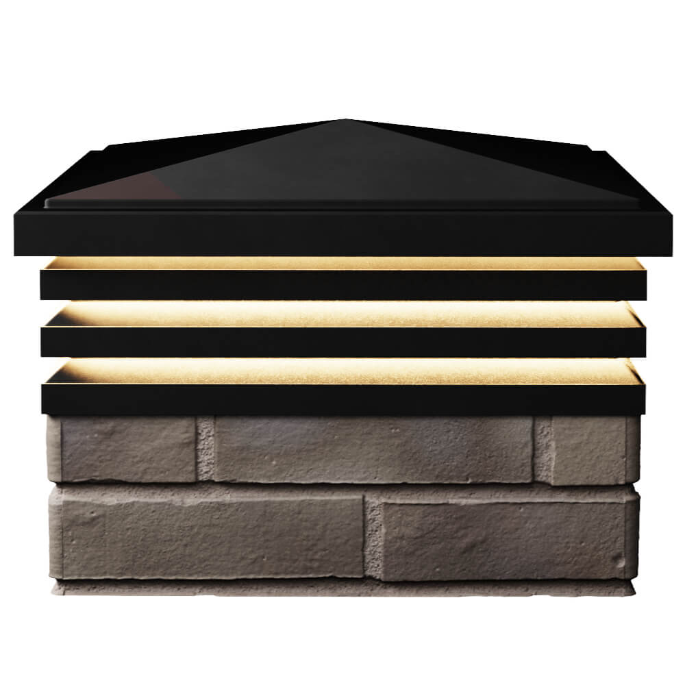 Колпак Zking Бона ХайТек Черный на столб 1.5х1.5 кирпича (385х385мм) с подсветкой в Валдае фото