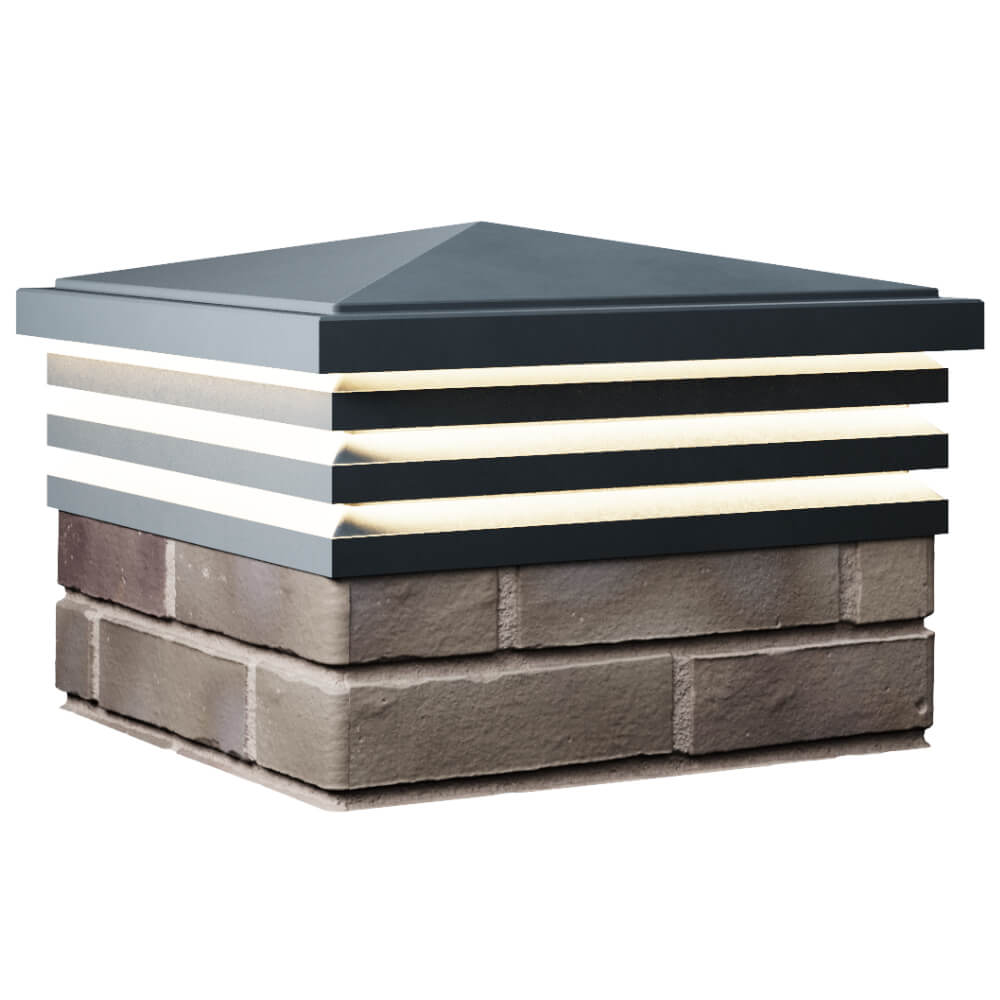 Колпак Zking Бона ХайТек Серый на столб 1.5х1.5 кирпича (385х385мм) с подсветкой в Валдае фото