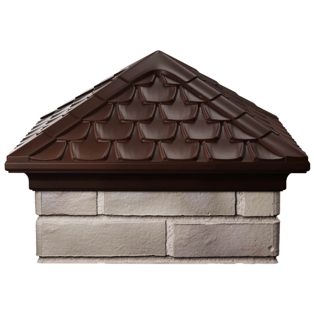 Колпак Zking Эльбрус Коричневый на столб 1.5х1.5 кирпича (385х385мм) Валдай фото