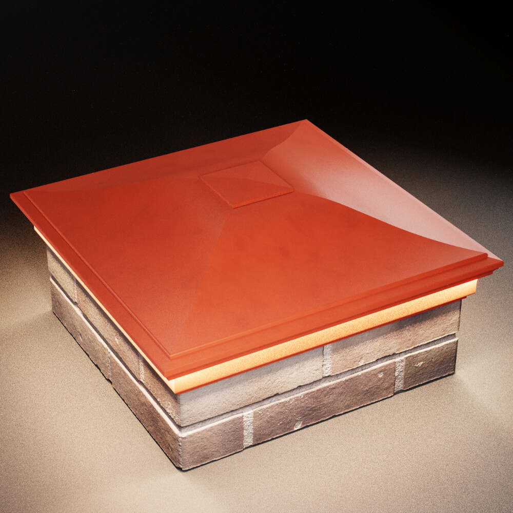 Колпак Zking Монблан Красный на столб 2х2 кирпича (515х515мм) c подсветкой в Валдае фото