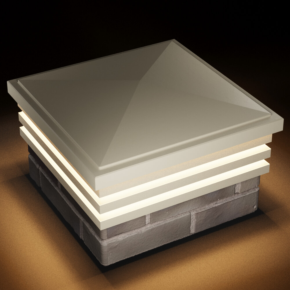 Колпак Zking Бона ХайТек Бежевый на столб 1.5х1.5 кирпича (385х385мм) с подсветкой в Валдае фото