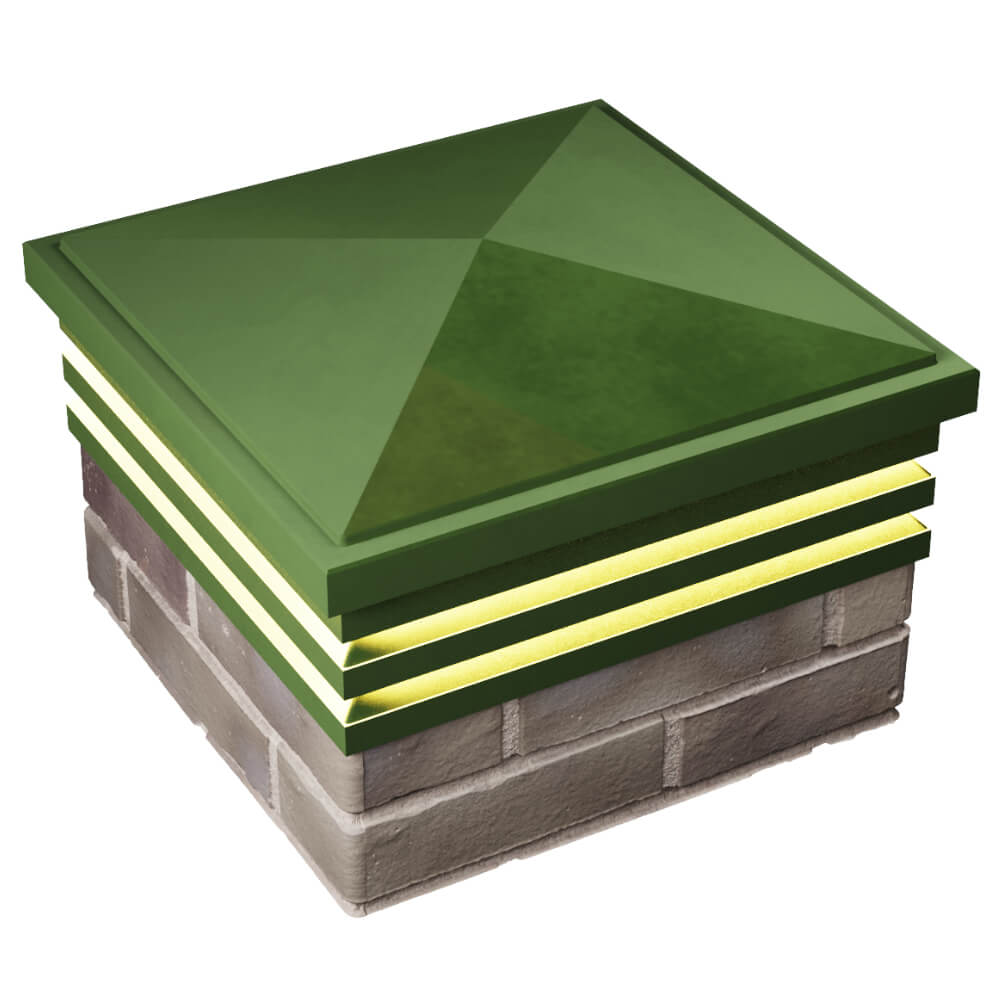 Колпак Zking Бона ХайТек Зеленый на столб 1.5х1.5 кирпича (385х385мм) с подсветкой в Валдае фото