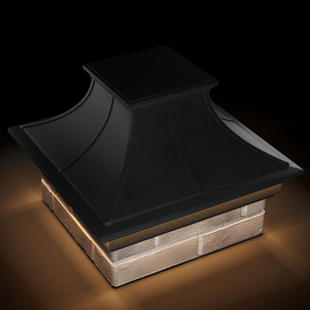 Колпак Zking Монблан Премиум Черный на столб 1.5х1.5 кирпича (385х385мм) с подсветкой в Валдае фото