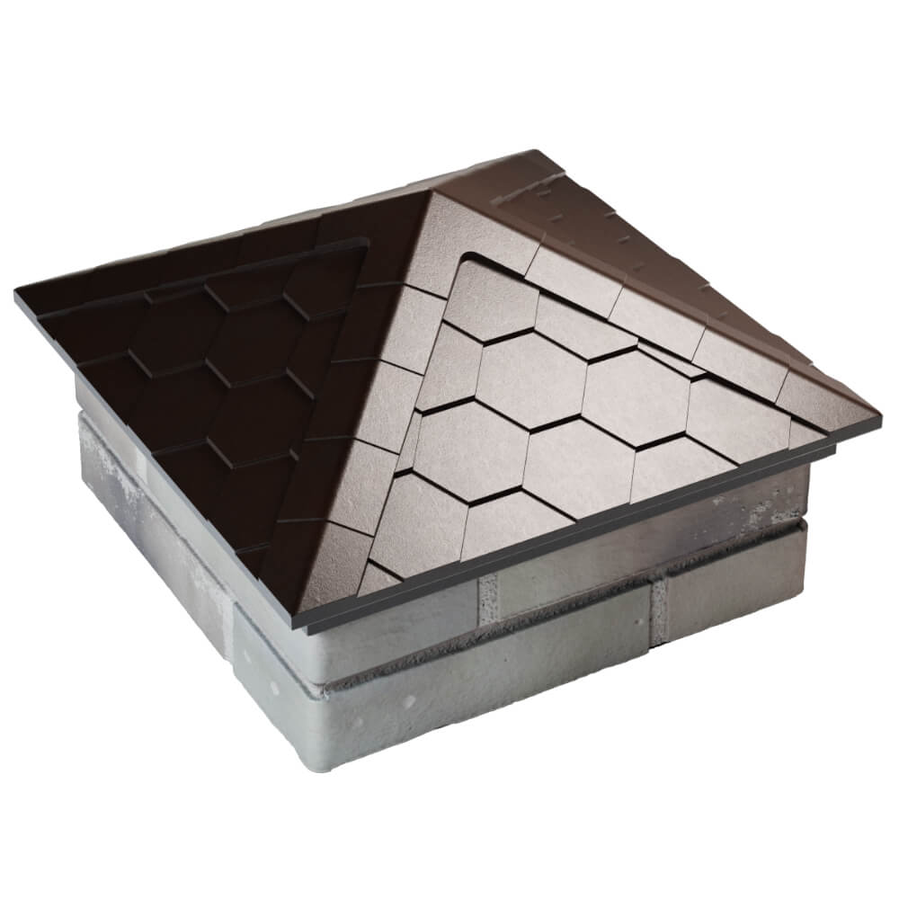 Колпак Zking Эверест Коричневый на столб 1.5х1.5 кирпича (390х390мм) в Валдае фото