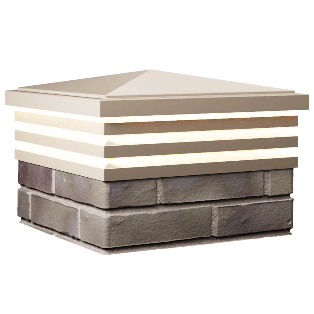 Колпак Zking Бона ХайТек Бежевый на столб 1.5х1.5 кирпича (385х385мм) с подсветкой в Валдае фото