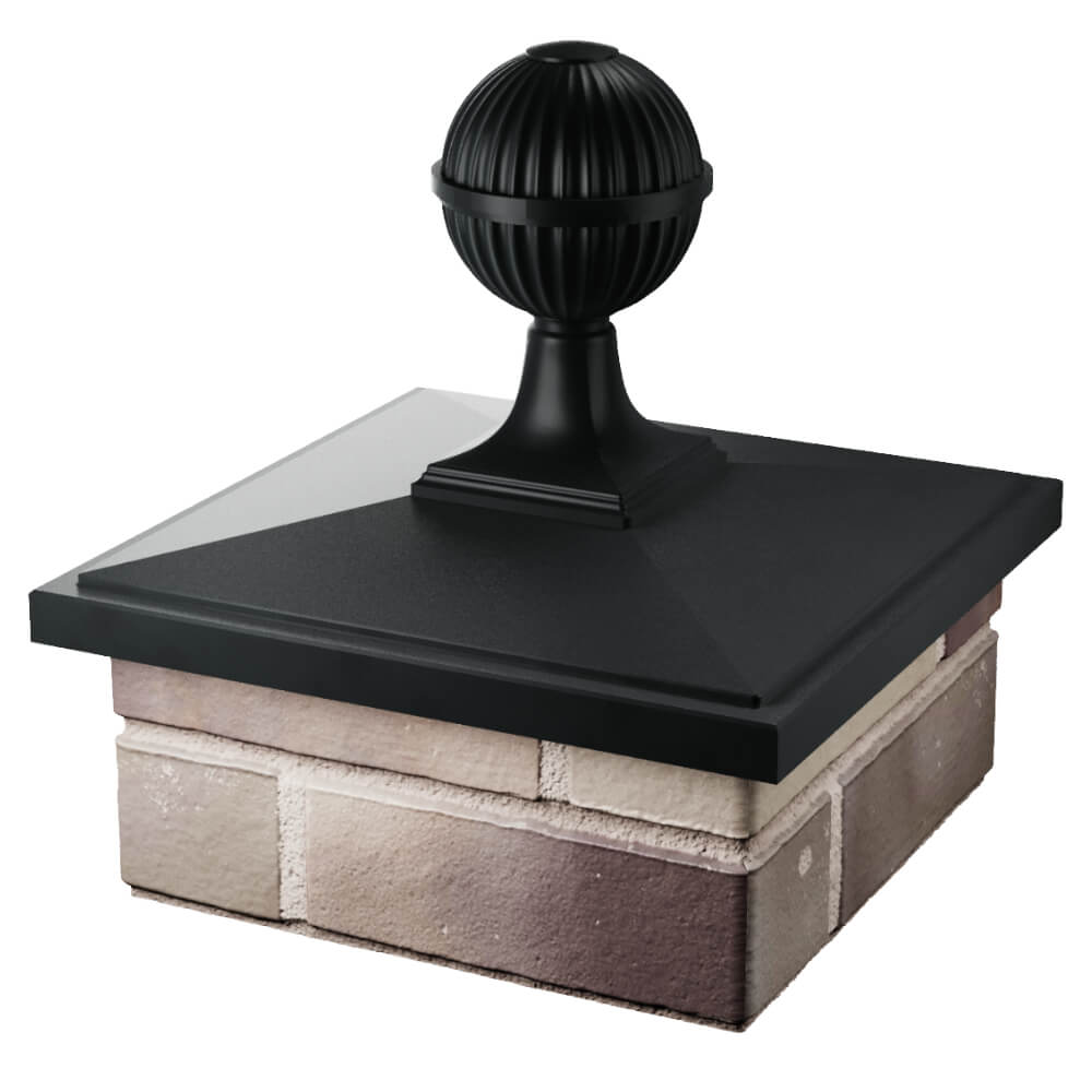 Колпак Zking БонаМоно Черный с шаром на столб 1.5х1.5 кирпича (385х385, 400х400мм) в сборе в Валдае фото