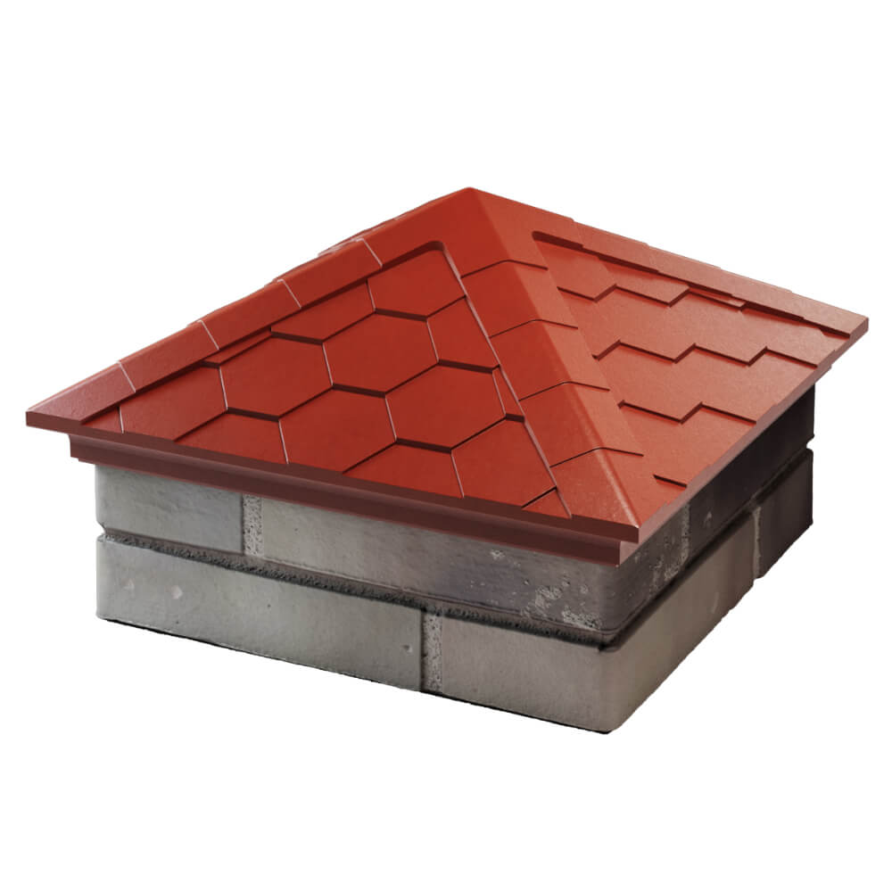 Колпак Zking Эверест Красный на столб 1.5х1.5 кирпича (390х390мм) в Валдае фото