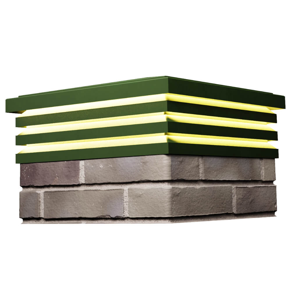 Колпак Zking Бона ХайТек Зеленый на столб 1.5х1.5 кирпича (385х385мм) с подсветкой в Валдае фото