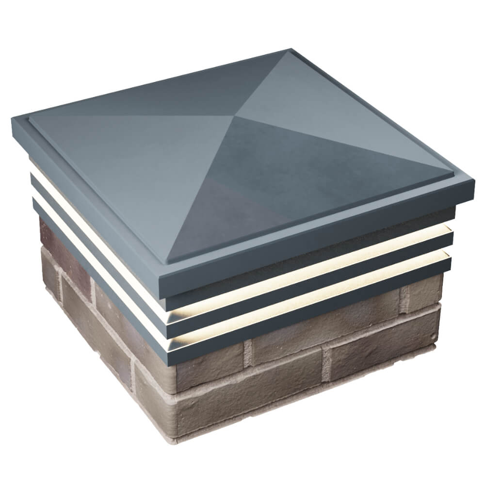 Колпак Zking Бона ХайТек Серый на столб 1.5х1.5 кирпича (385х385мм) с подсветкой в Валдае фото