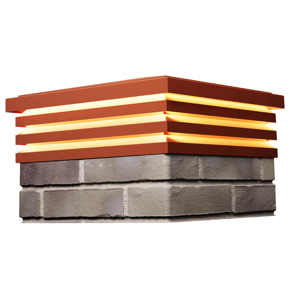 Колпак Zking Бона ХайТек Красный на столб 1.5х1.5 кирпича (385х385мм) с подсветкой в Валдае фото