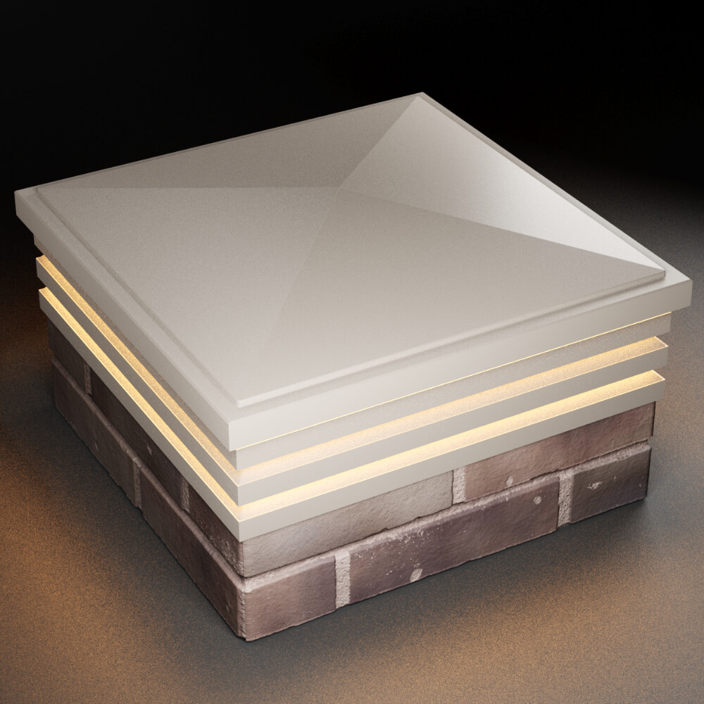 Колпак Zking Бона ХайТек Бежевый на столб 2х2 кирпича (513х513мм) с подсветкой в Валдае фото