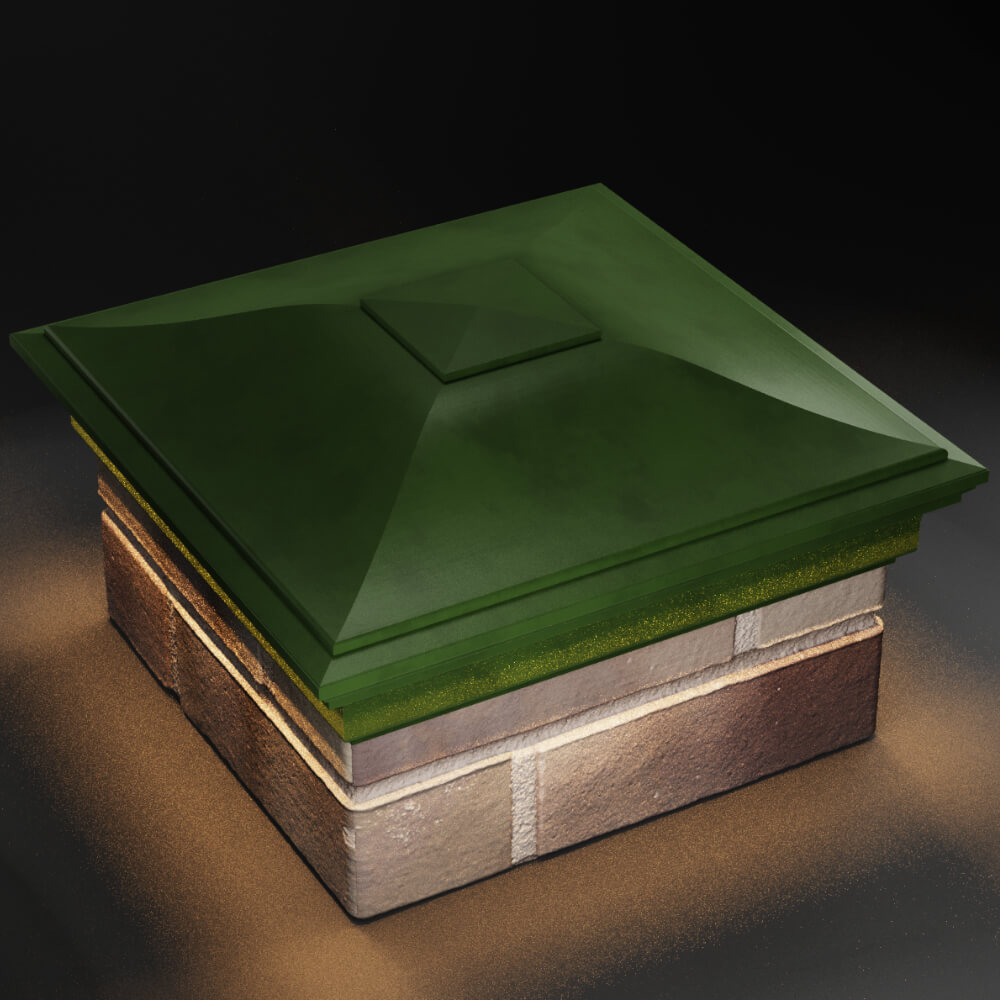 Колпак Zking Монблан Зеленый на столб 1.5х1.5 кирпича (385х385мм) с подсветкой в Валдае фото