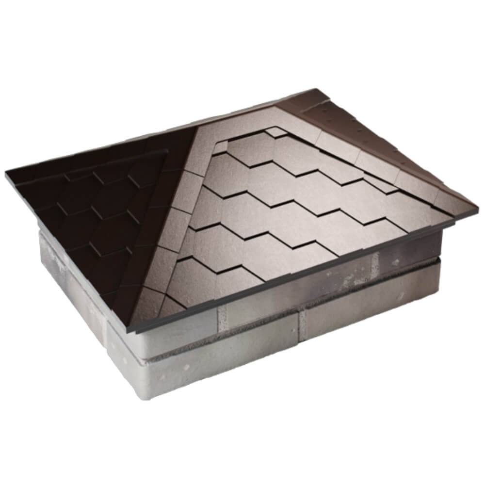 Колпак Zking Эверест Коричневый на столб 2х1.5 кирпича (520х390мм) Валдай фото