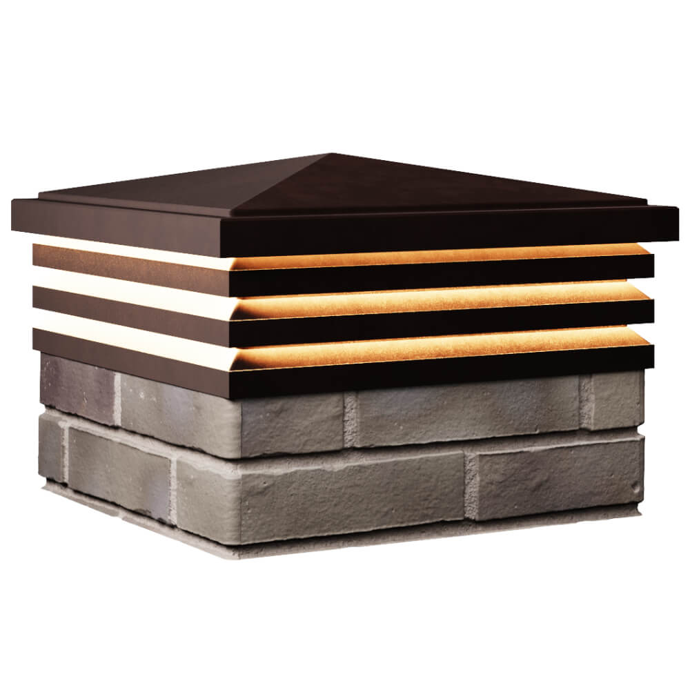 Колпак Zking Бона ХайТек Коричневый на столб 1.5х1.5 кирпича (385х385мм) с подсветкой в Валдае фото