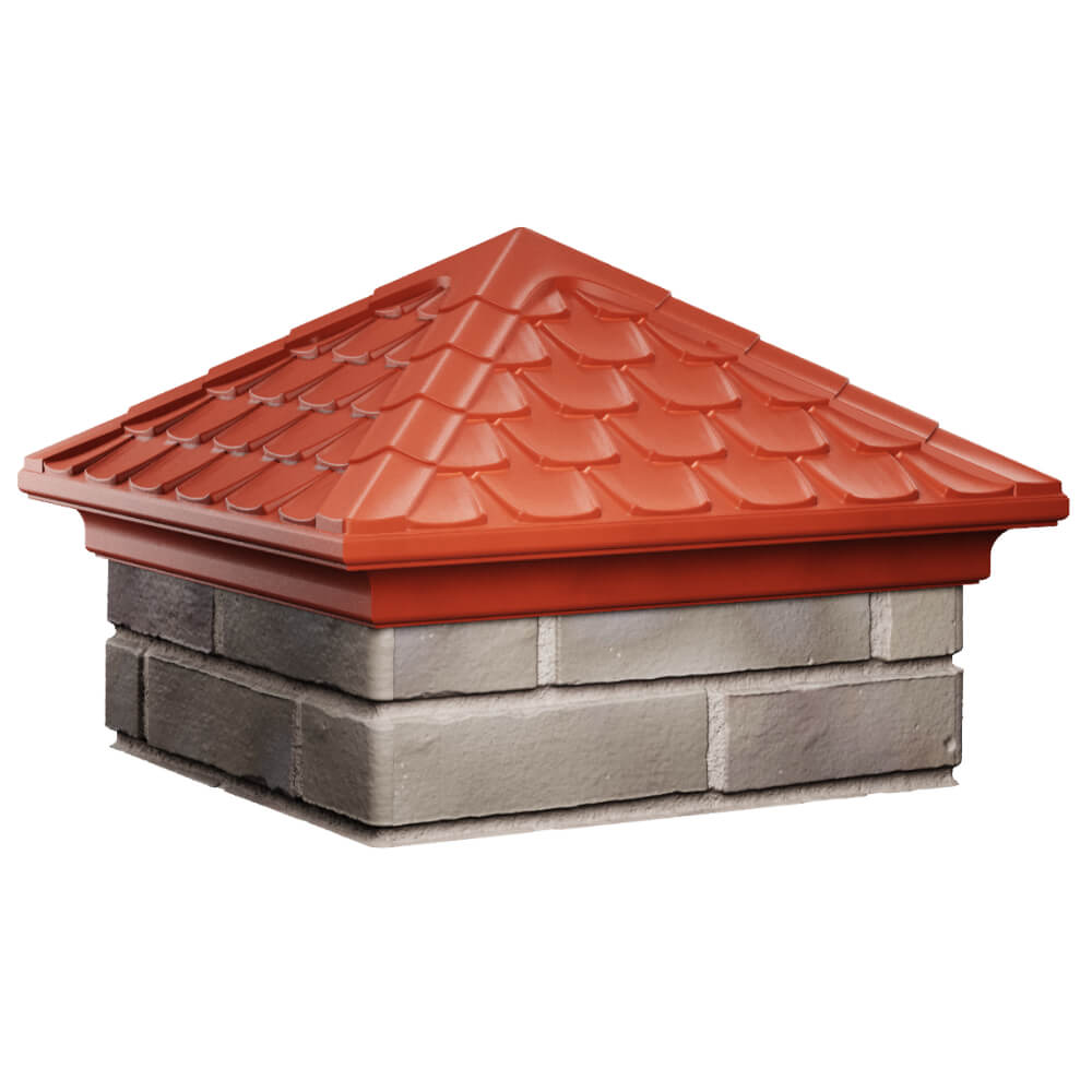 Колпак Zking Эльбрус Красный на столб 1.5х1.5 кирпича (385х385мм) в Валдае фото