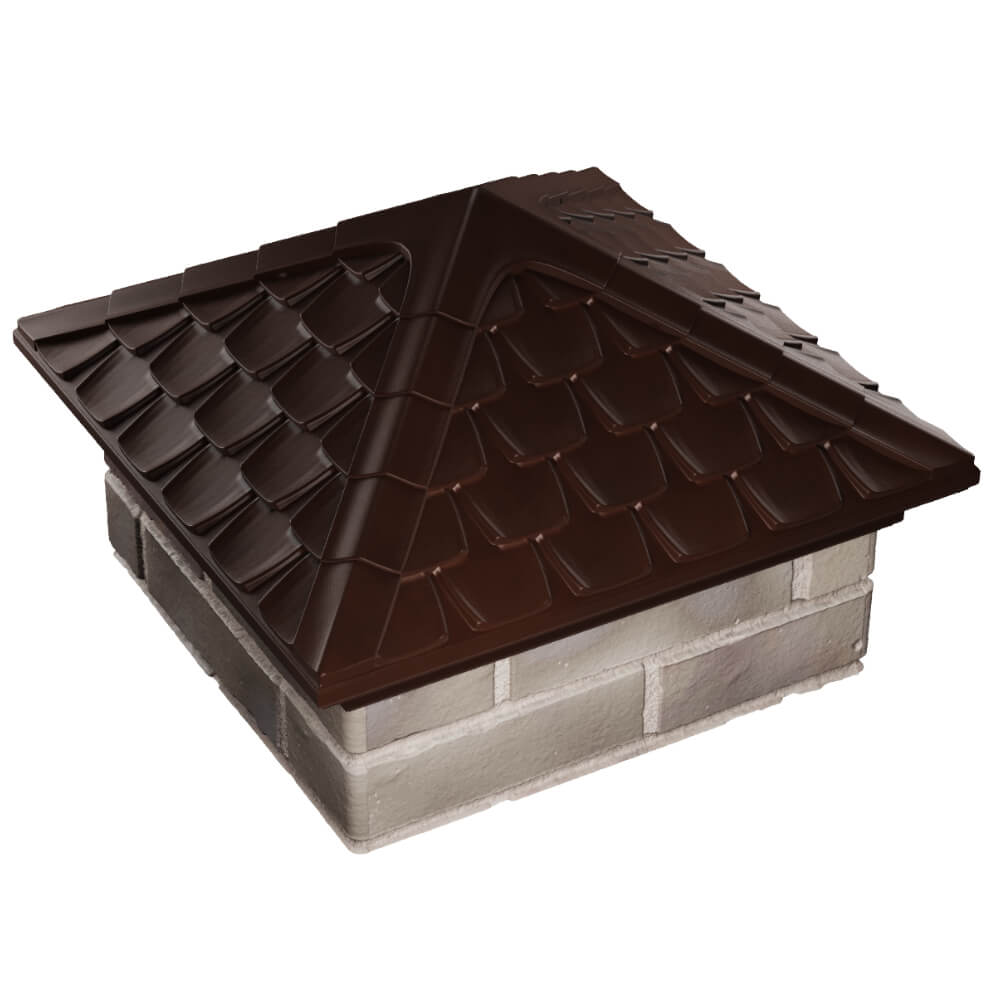 Колпак Zking Эльбрус Коричневый на столб 1.5х1.5 кирпича (385х385мм) в Валдае фото