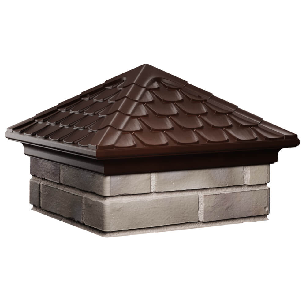 Колпак Zking Эльбрус Коричневый на столб 1.5х1.5 кирпича (385х385мм) в Валдае фото