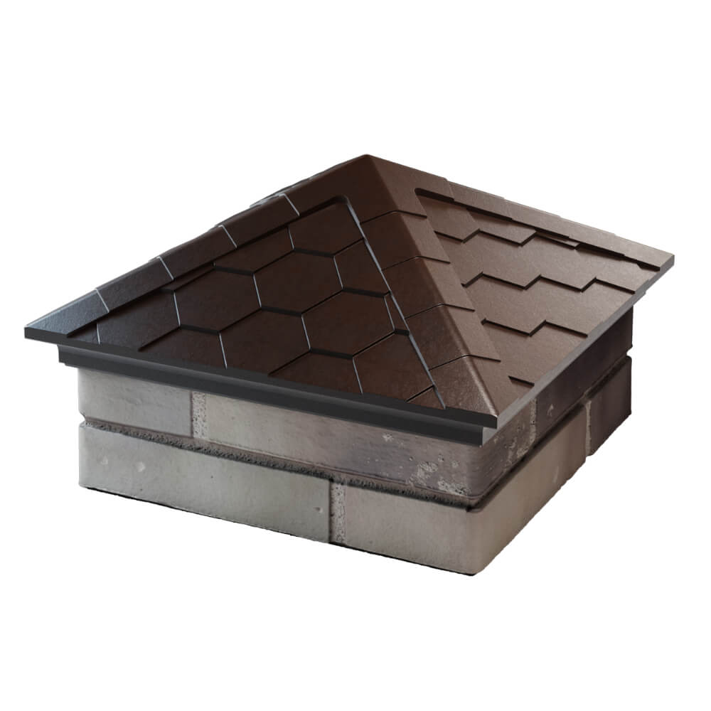 Колпак Zking Эверест Коричневый на столб 1.5х1.5 кирпича (390х390мм) в Валдае фото